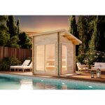 Sauna extérieur finntherm lizzy xs naturel , 40 mm Épaisseur de paroi 278 x 228 cm Sauna extérieur finntherm lizzy xs naturel , 40 mm Épaisseur de paroi 278 x 228 cm