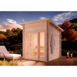 Sauna extrieur finntherm lizzy xxs naturel , 40 mm paisseur de paroi 248 x 228 cm