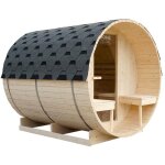 Home deluxe - sauna d'extrieur  tonneau lahti deluxe l - 195 x 220 cm pour 4 personnes