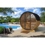 Sauna tonneau panoramique finntherm naturel , 42 mm paisseur de paroi 204 x 160 cm