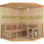 Home deluxe - sauna traditionnel avec paroi en pierre artificielle skyline big xl - 200 x 200 cm pour ...