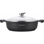 Sauteuse avec couvercle - revtement effet marbre - d 30 cm - noir - livraison gratuite