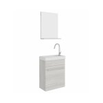 Savini - meuble de salle de bain suspendu 40 cm chêne gris avec vasque et miroir - penne Savini - meuble de salle de bain suspendu 40 cm chêne gris avec vasque et miroir - penne