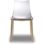 Scab design - chaise transparente design avec pieds bois - natural zebra - transparent Scab design - chaise transparente design avec pieds bois - natural zebra - transparent