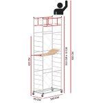 Scedil - echafaudage m4 lux avec une base extractible (hauteur de travail 6, 2 m)