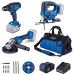 Scheppach pack 3 outils + batterie 4ah + chargeur + accessoires + sac - c - jad set l