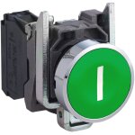 Schneider electric - bouton poussoir - marquage i - affleurant - 1 no - vert - complet - schneider xb4ba3311 ...