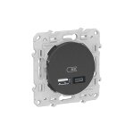Schneider electric - odace - prise usb double - type a + c - anthracite - 5 vcc - 2, 4a (s540401) Schneider electric - odace - prise usb double - type a + c - anthracite - 5 vcc - 2, 4a (s540401)