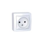 Prise 2p sans terre 16a saillie blanc polaire 9003 complete avec cadre bornes  vis alra schneider