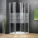 Acc�s d'angle arrondi avec portes de douche battantes, newstyle schulte 90 x 90 x 192 cm, verre anticalcaire ...