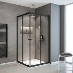 Acc�s d'angle droit avec portes de douche coulissantes, 75 x 90 - 75 x 90 cm x 180 cm, verre 4 mm, sunny ...