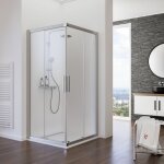 Schulte - acc�s d'angle droit avec portes de douche coulissantes, verre 5 mm, profil� alu argent� 120 ...