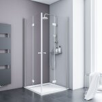 Accs d'angle droit avec portes de douche pivotantes - pliantes, verre 5 mm transparent anticalcaire, ...