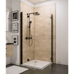 Accès d'angle droit avec portes de douche pivotantes - pliantes, verre 5 mm transparent anticalcaire, ... Accès d'angle droit avec portes de douche pivotantes - pliantes, verre 5 mm transparent anticalcaire, ...