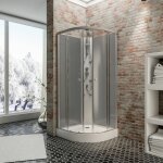 Cabine de douche int�grale 85 x 85 x 225 cm hydromassante arrondie rhodos, verre 4 mm, portes coulissantes, ...