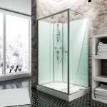 Cabine de douche intgrale 120 x 80 x 204 cm avec porte coulissante, verre 5 mm, cabine de douche complte ...