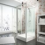 Cabine de douche intgrale 80 x 80 x 210 cm, verre de scurit 5 mm, cabine de douche complte, blanc ...
