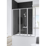 Pare - baignoire pliant, 127 x 140 cm, 3 volets, profil blanc, golf schulte verre transparent