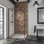 Schulte - paroi de douche fixe  l'italienne, verre 6 mm transparent, walk in, profil noir, srigraphie ...