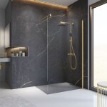 Schulte - paroi de douche  l'italienne, profil or mat, dor, paroi fixe walk in, verre 6 mm 120 x 200 ...