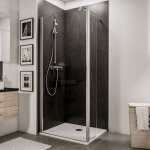 Paroi de douche  l'italienne avec retour pivotant, profil aspect chrom, paroi fixe walk in style industriel ...
