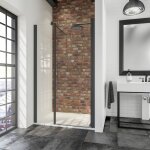 Schulte - porte de douche battante, verre 5 mm transparent anticalcaire, profilé noir, style industriel ... Schulte - porte de douche battante, verre 5 mm transparent anticalcaire, profilé noir, style industriel ...