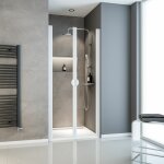 Schulte - porte de douche battante 80 x 180 cm, verre 5 mm transparent, sunny ii profil� blanc