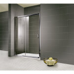 Schulte - porte de douche coulissante 150 x 185 cm, verre 6 mm, profil� aspect chrom�, imp�riale