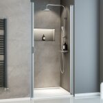 Porte de douche pivotante, 80 x 180 cm, verre transparent 5 mm schulte sunny, profil� alu - argent�