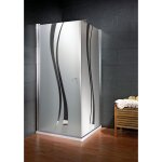 Porte de douche pivotante + paroi de retour fixe, verre 5 mm anticalcaire, profil� aspect chrom�, style ...