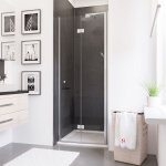 Schulte - porte de douche pivotante - pliante, verre 5 mm anticalcaire, profil� aspect chrom� 80 x 192 ...