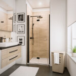 Porte de douche pivotante - pliante, verre 5 mm transparent anticalcaire, profié noir, style industriel ... Porte de douche pivotante - pliante, verre 5 mm transparent anticalcaire, profié noir, style industriel ...
