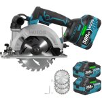 Scie circulaire brushless 150mm, profondeur de coupe 42mm(90�), 55mm(45�), 3 lames et deux batteries ...
