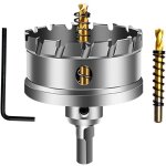 Scie - cloche en carbure de tungst�ne 60 mm, foret tct avec 2 forets pilotes plaqu�s titane pour acier ...