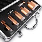 Scie cloche diamant 20 / 27 / 35 / 55 / 68 mm + fraise � doigts + adaptateur m14 - hex premium pour meuleuse ...