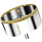 Scie cloche diamant�e 90 mm avec foret guidage de centrage, scie cloche carrelage avec rev�tement diamant, ...