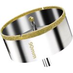 Scie cloche diamant�e 90 mm avec foret guidage de centrage, scie cloche carrelage avec rev�tement diamant, ...