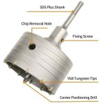 Scie  cloche trpan bton avec adaptateur sds plus 110 mm, pour brique bton ciment pierre (100mm + ...