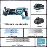 Scie sabre sans fil moteur brushless - vitesse 3300 spm - batterie 4. 0ah & chargeur rapide - 6 lames ...