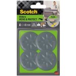 Scotch - patin glisseur adh�sif rond gris � 40 mm blister de 4