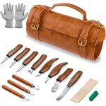 Sculpture bois kit, 15 in 1 pack outils deluxe contiennent des couteaux � tailler, gouge a bois, gants, ...