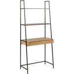 Hellin - bureau 1 tiroir 77x36x174, 5 cm d�cor ch�ne et m�tal noir - fynca