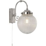 Searchlight - belvue 1l applique sdb ip44 clii m�tal chrome, verre stri� d�poli globe e14 max 60w av ...