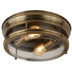 Searchlight - edinburgh - plafonnier affleurant de salle de bains � 2 ampoules en laiton antique ip44, ...