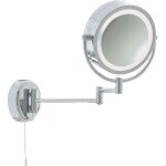 Miroir de salle de bain avec bras articul� m�tal chrom� ip44, e14 25w maxi
