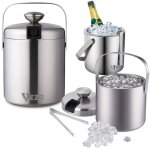 Seau � glace, r�cipient isotherme en acier inoxydable, 1, 3 l, gla�ons + pince, vezo