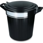 Seau de rangement 40 l noir couvercle serrure et etiquette decriture Seau de rangement 40 l noir couvercle serrure et etiquette decriture
