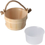 Seau de sauna 6l en bois pour spa et hammam, accessoire de piscine et douche � grande capacit�