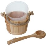 Hhg - seau pour sauna avec louche 561, accessoires pour sauna, pin 3, 5 l, marron clair