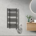 S�che serviette �lectrique 100 x 50 cm, anthracite tubes ronds radiateur mural salle de bain avec timing ...